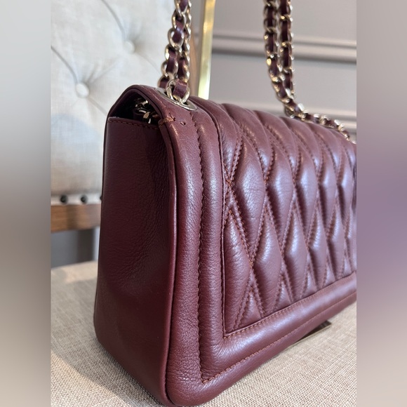 Valentino by Mario Valentino Quilted Leather Chain Shoulder Bag – Burgundy Wine - Picture 10 of 16